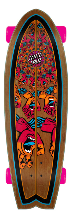Santa Cruz Mandala Hand 8.8in x 27.7in Shark Cruiser Longboard Complete