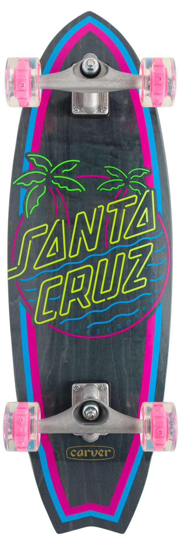 Santa Cruz Glow Dot Shark 9.85in x 31.52in Carver Surf Skate Longboard Complete