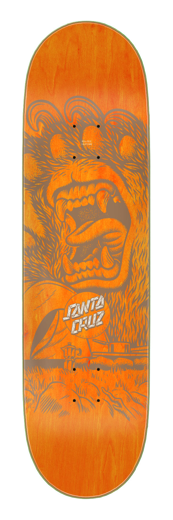 Santa Cruz Screaming Grizzly 7 Ply Birch 8.5in x 32.2in Deck