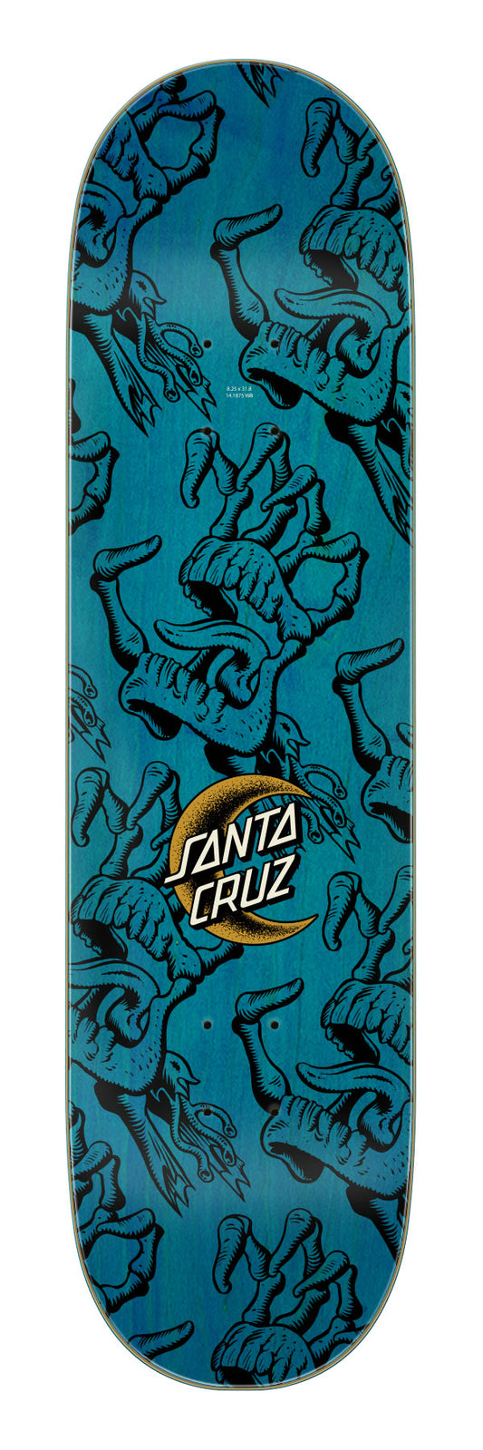 Santa Cruz Crescent Bone Hand 7-Ply Birch 8.25in x 31.80in Skateboard Deck