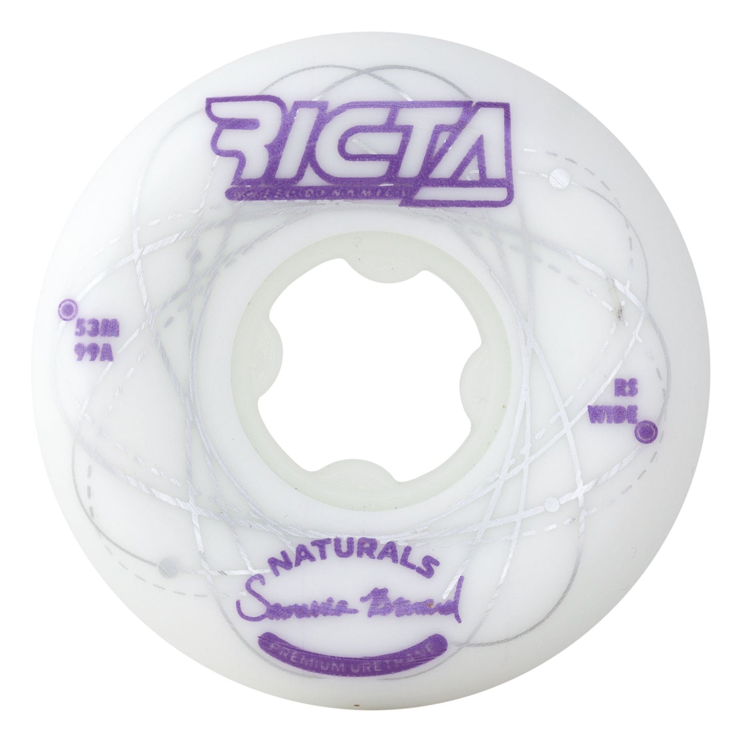 Ricta Wheels 53mm 99a Brevard Orbital Naturals White Purple Wide Skateboard Wheels (Set of 4)