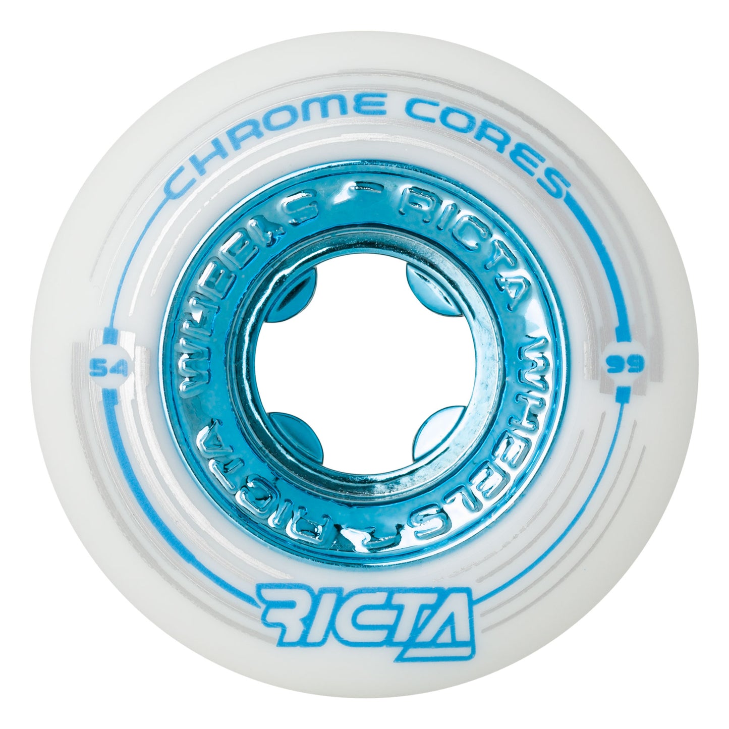 Ricta Wheels 54mm 99a Chrome Cores White Skateboard Wheels