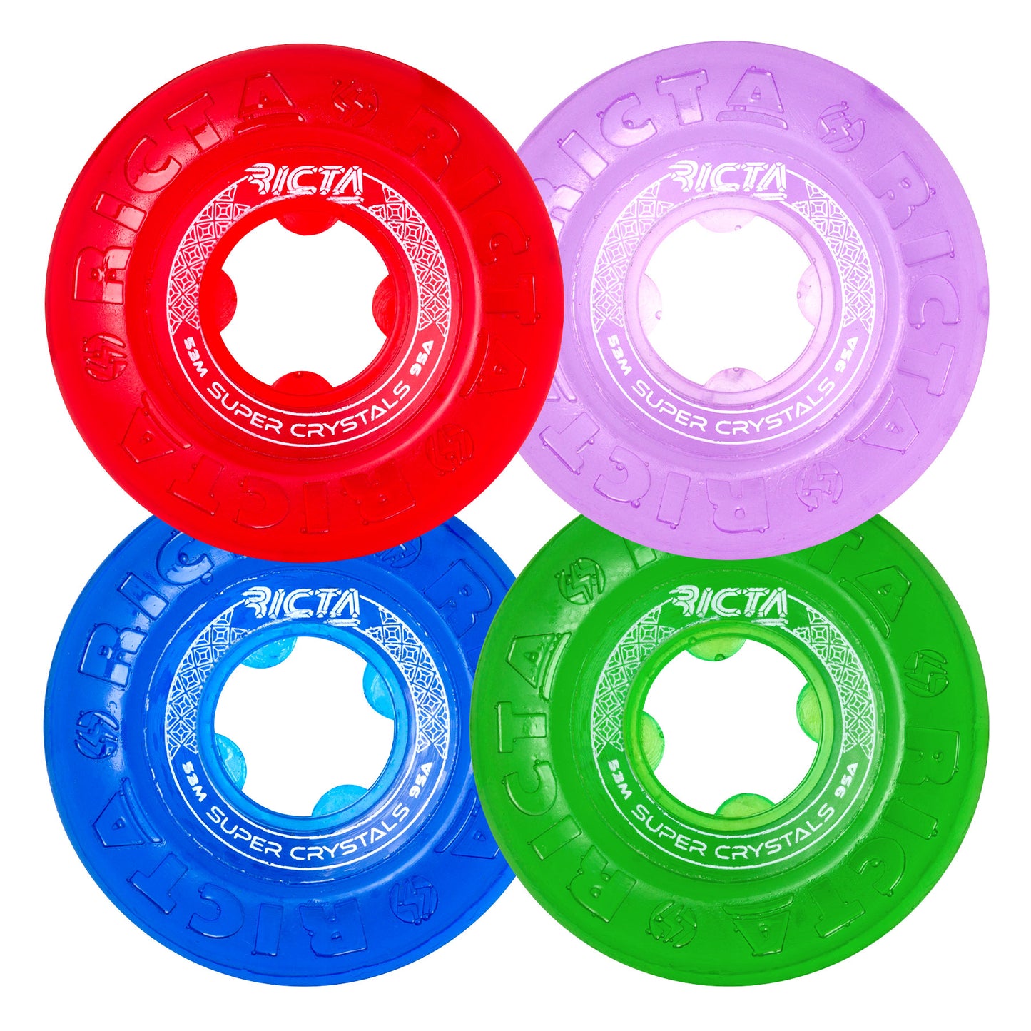 Ricta Wheels 53mm 95a Super Crystals Transparent Purple Green Blue Red Skateboard Wheels
