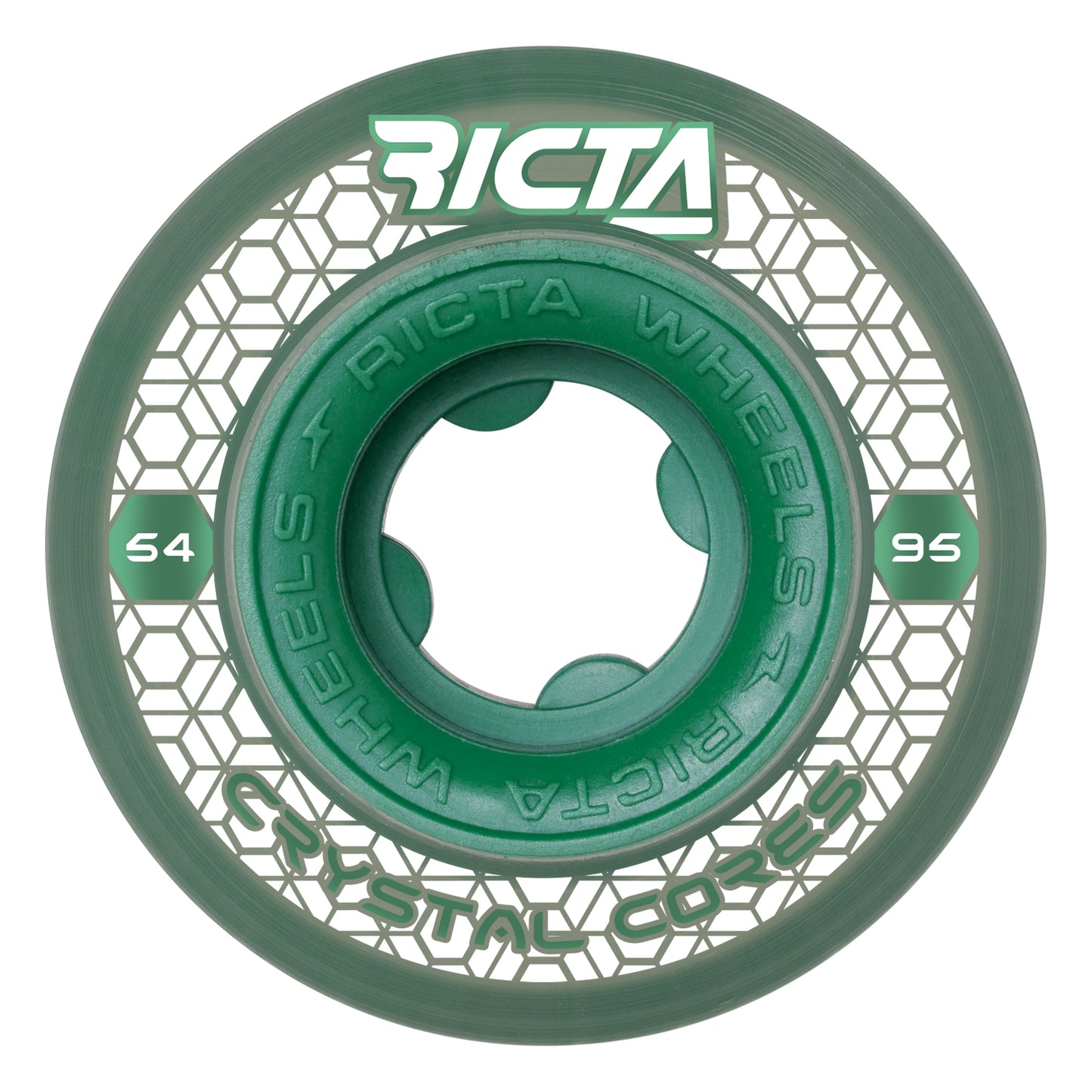 Ricta Wheels 54mm 95a Crystal Cores Clear Wide Skateboard Wheels (Set of 4)