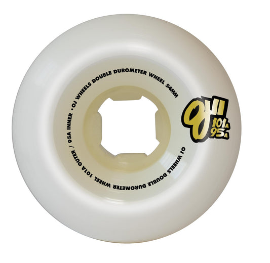 OJ Wheels 54mm 101a/95a Team Double Duro White Mini Combo Skateboard Wheels