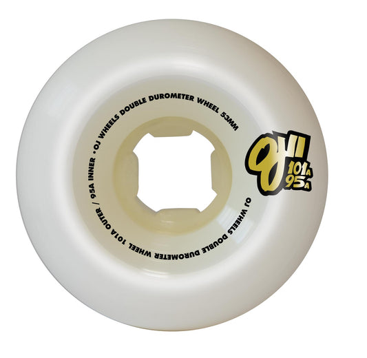 OJ Wheels 53mm 101a/95a Team Double Duro White Mini Combo Skate Wheels