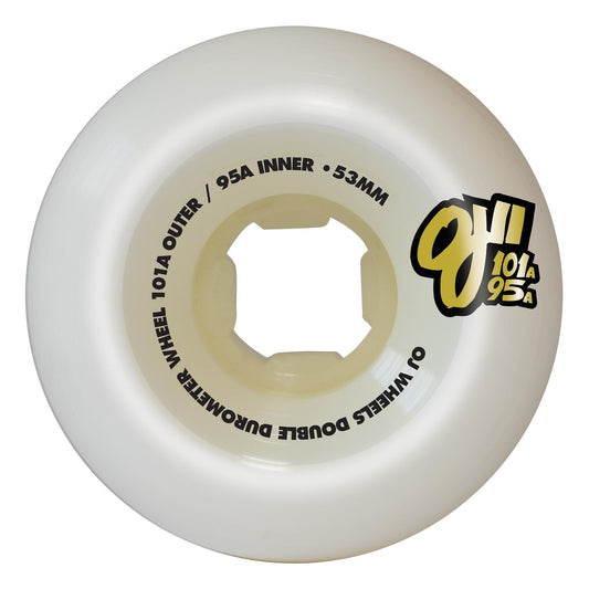 OJ Wheels 53mm 101a/95a Double Duro White Mini Combo Skate Wheels