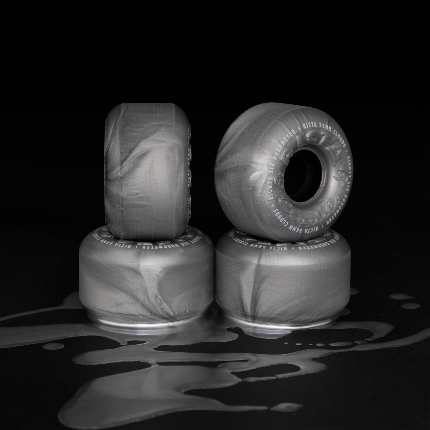 Ricta Wheels 56mm 86a Clouds Metallic Silver Skateboard Wheels (Set of 4)