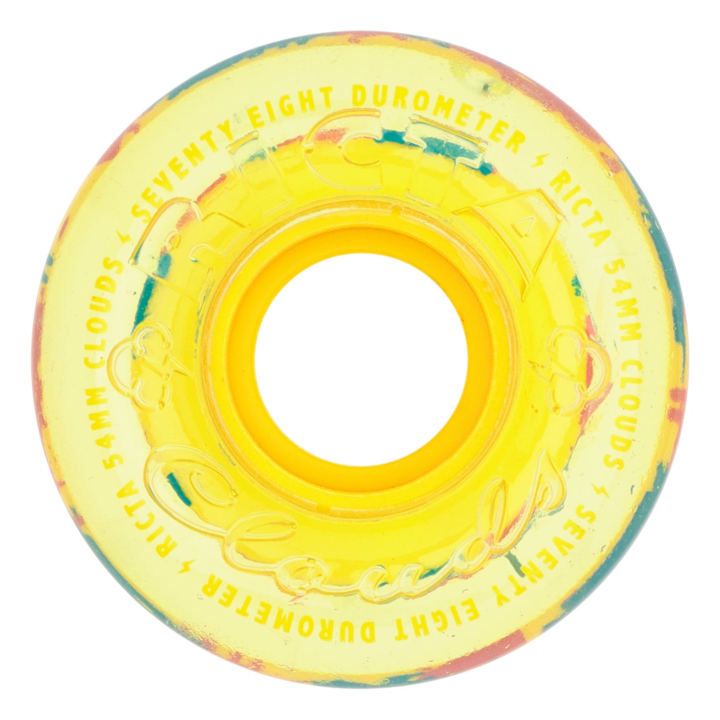 Ricta Wheels 54mm 78a Clear Splatter Clouds Camo Yellow Skateboard Wheels (Set of 4)