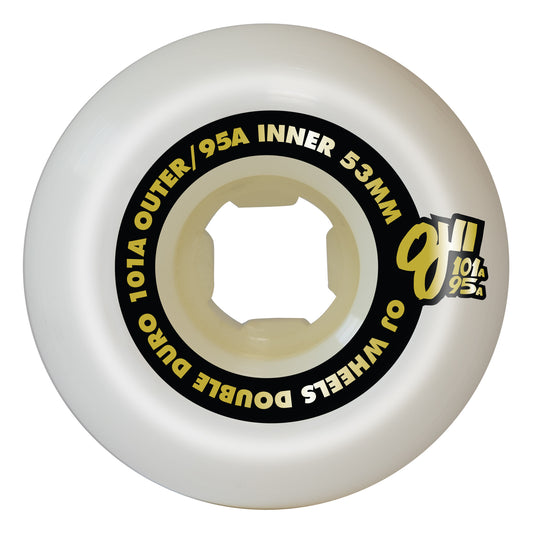 OJ Wheels 53mm 101a/95a Double Duro White Mini Combo Skateboard Wheels (Set of 4)
