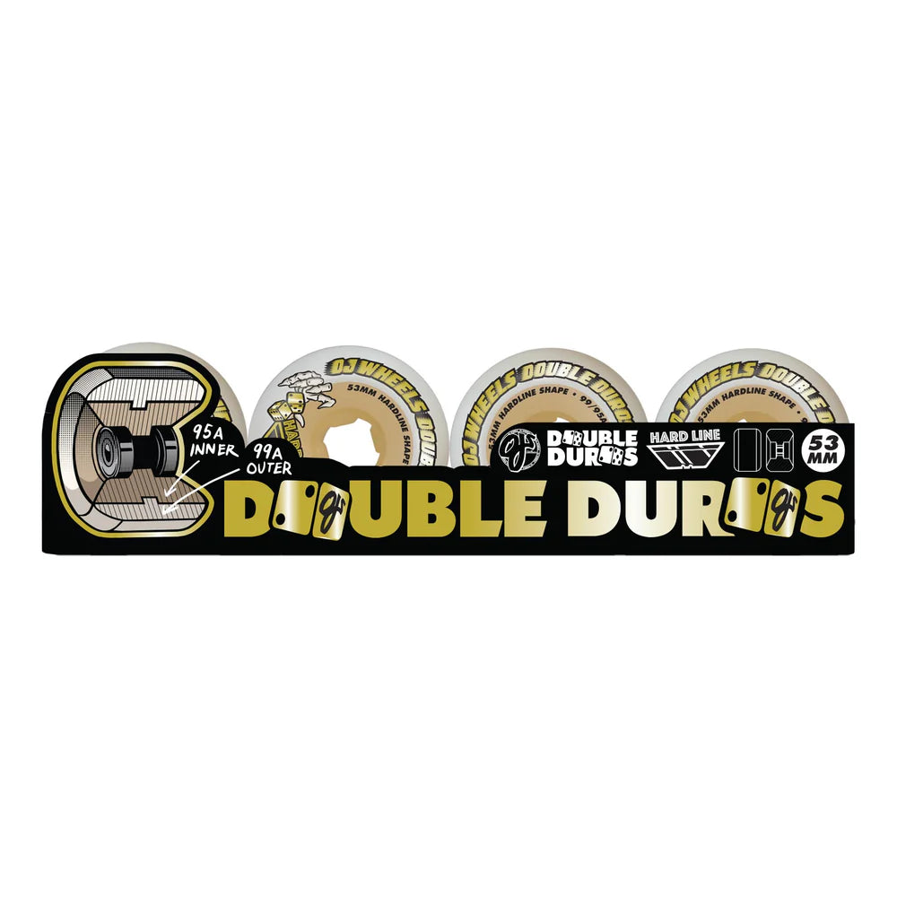 OJ Wheels 53mm 99a/95a Double Duro White Gum Hardline Skateboard Wheels
