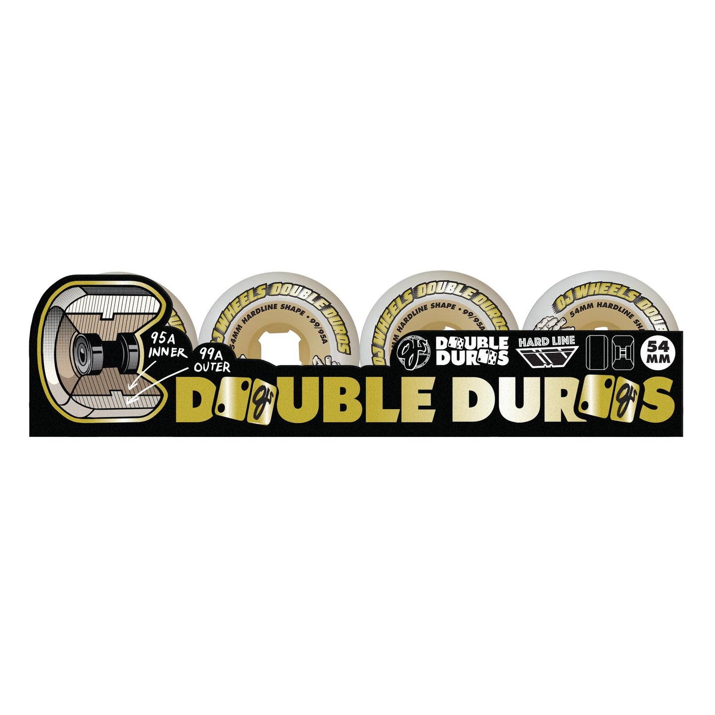 OJ Wheels 54mm 101a/95a Double Duro Gum Hardline Skateboard Wheels