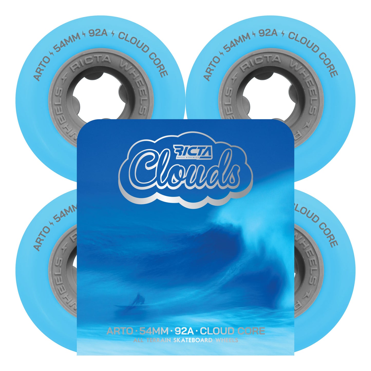 Ricta Wheels 54mm 92a Arto Saari Clouds Light Blue Asphalt Skateboard Wheels