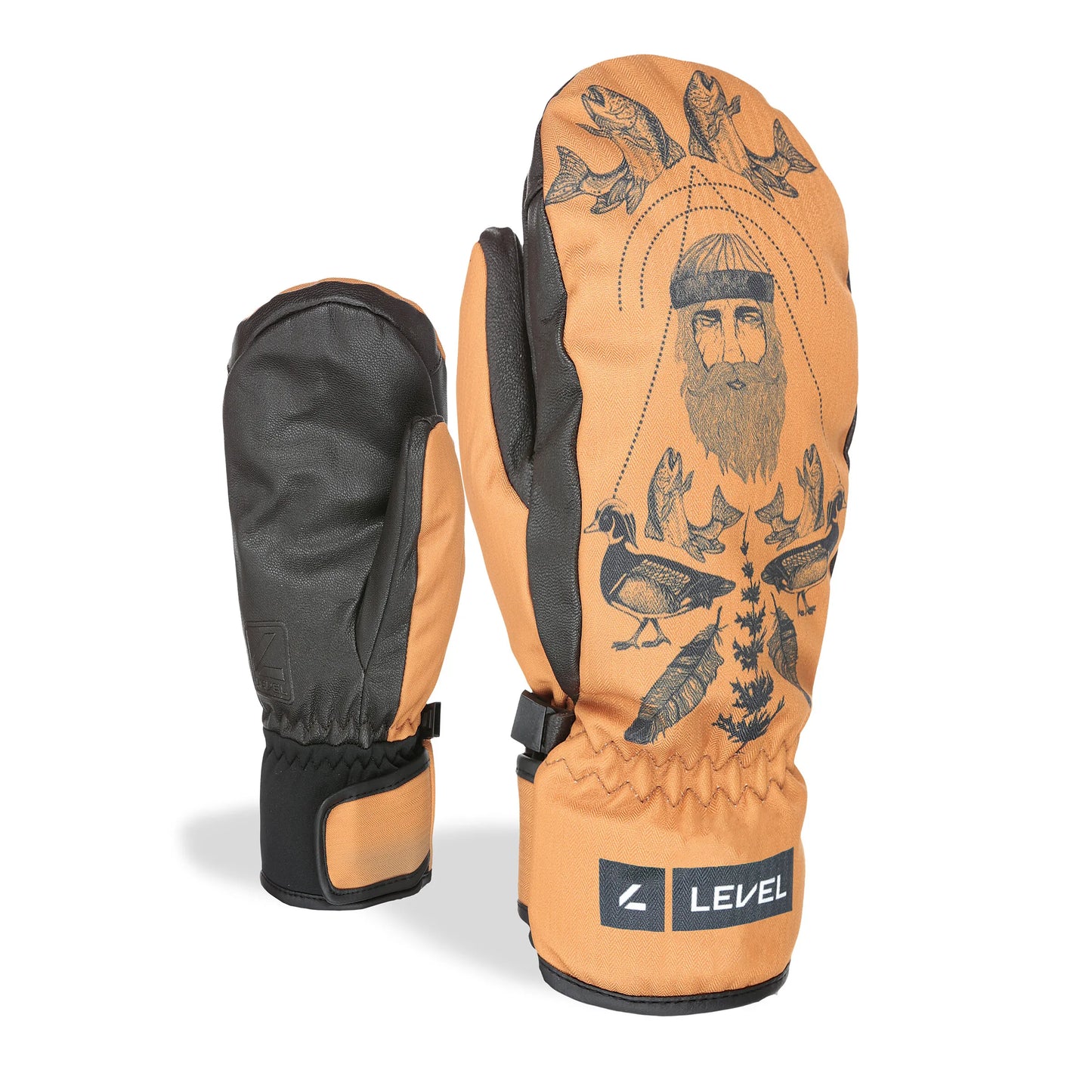 Level Gloves Vertigo Pro Ski Snowboard Mittens PK Brown