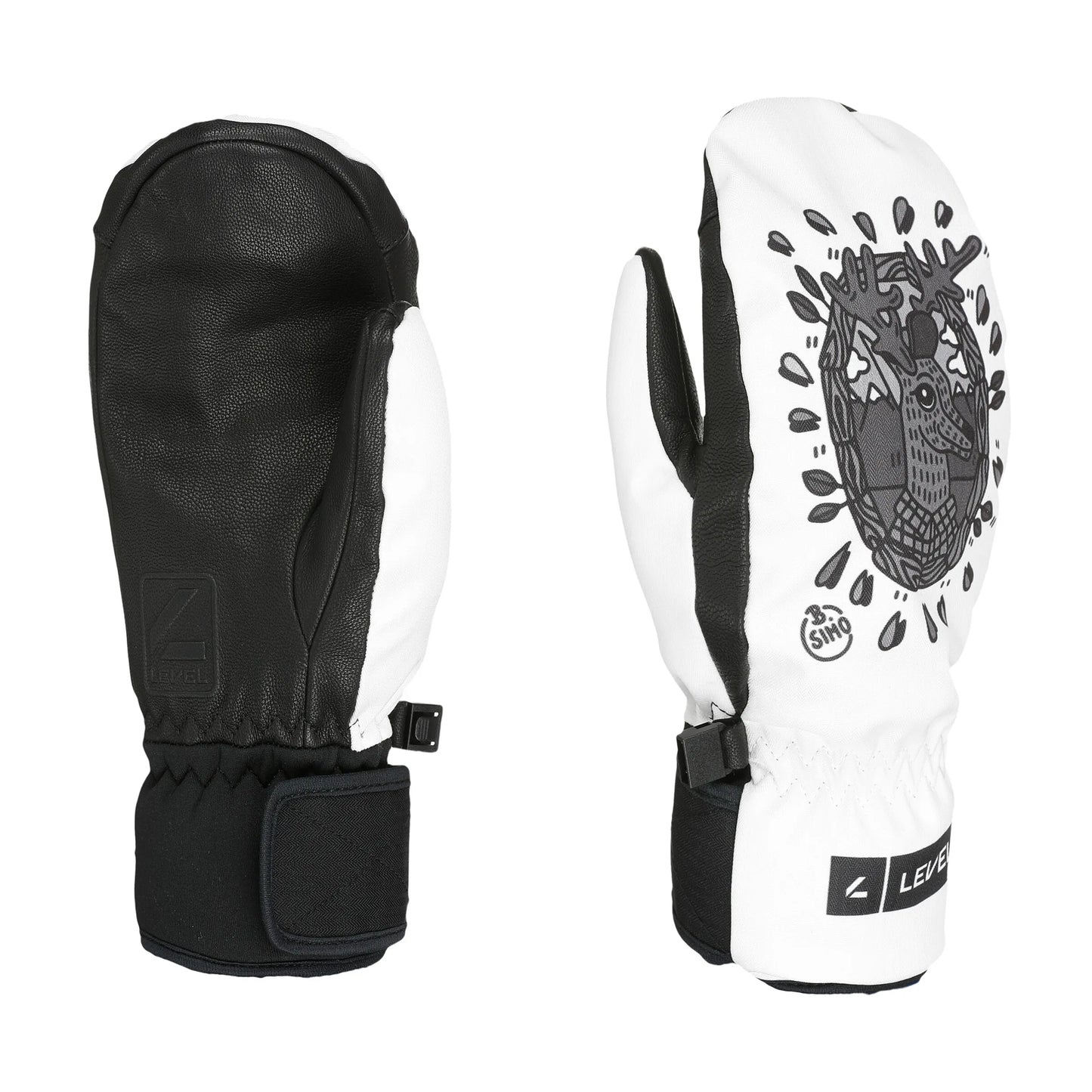 Level Gloves Vertigo Pro Ski Snowboard Mittens PK white