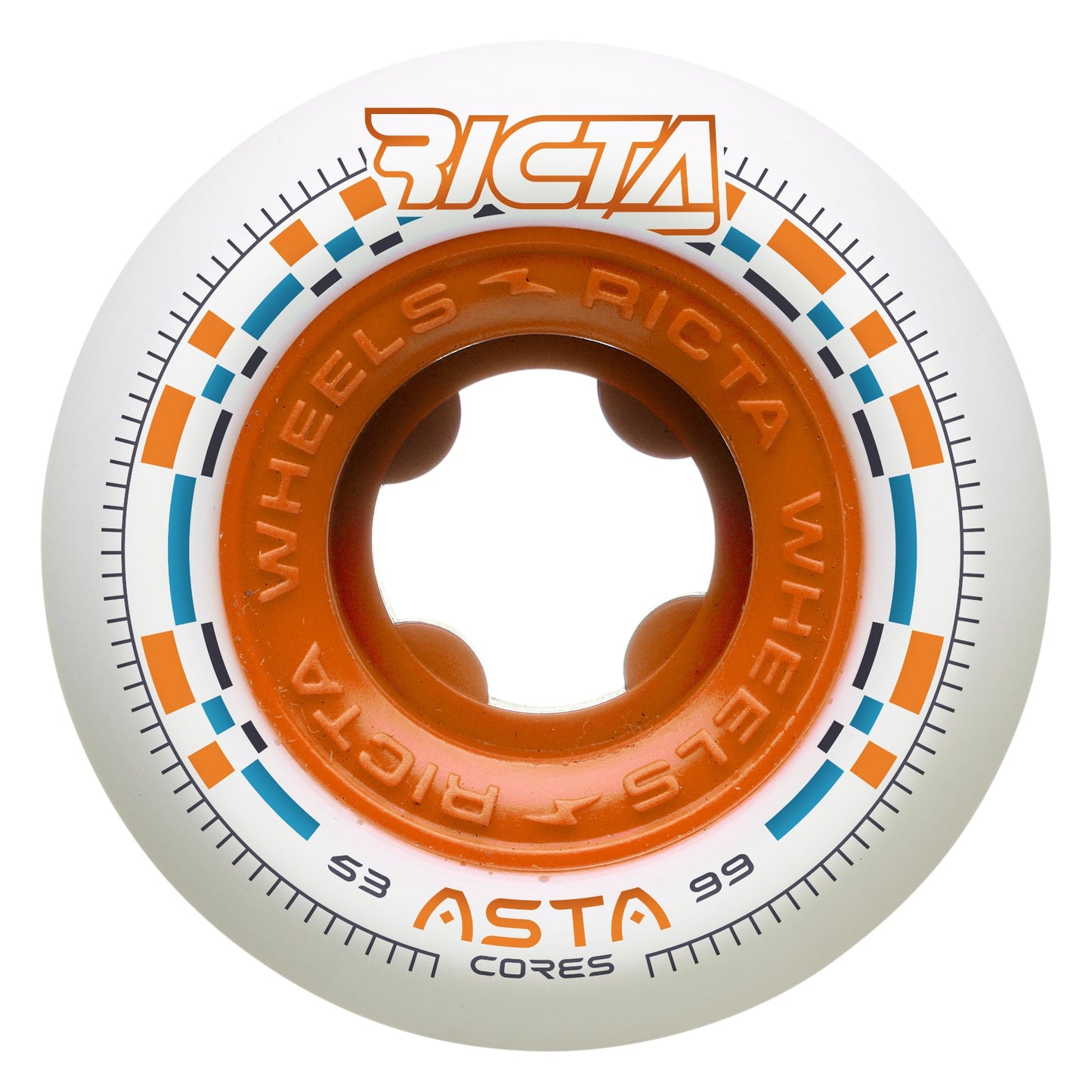 Ricta Wheels 53mm 99a Asta Cores White Round Skateboard Wheels
