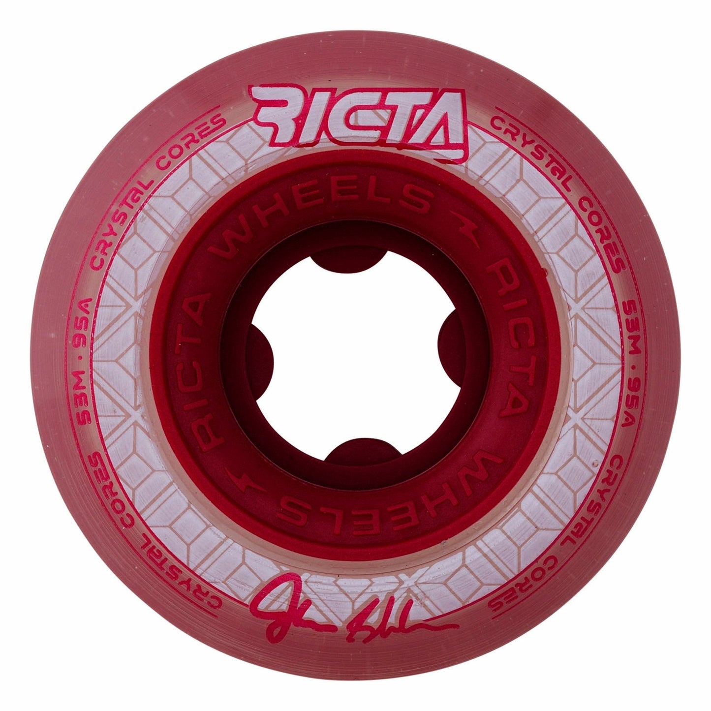 Ricta Wheels 53mm 95a Shanahan Crystal Cores Clear Metallic Red Skateboard Wheels