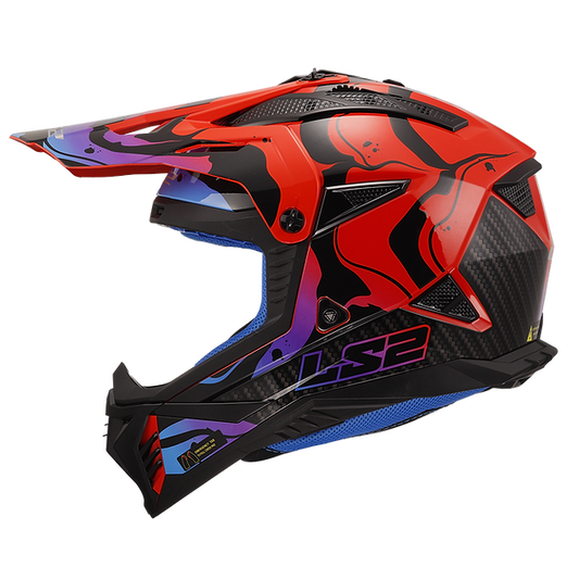 LS2 Gate II Wash Full Face MX Motorcyle Helmet Gloss Red Blue Purple