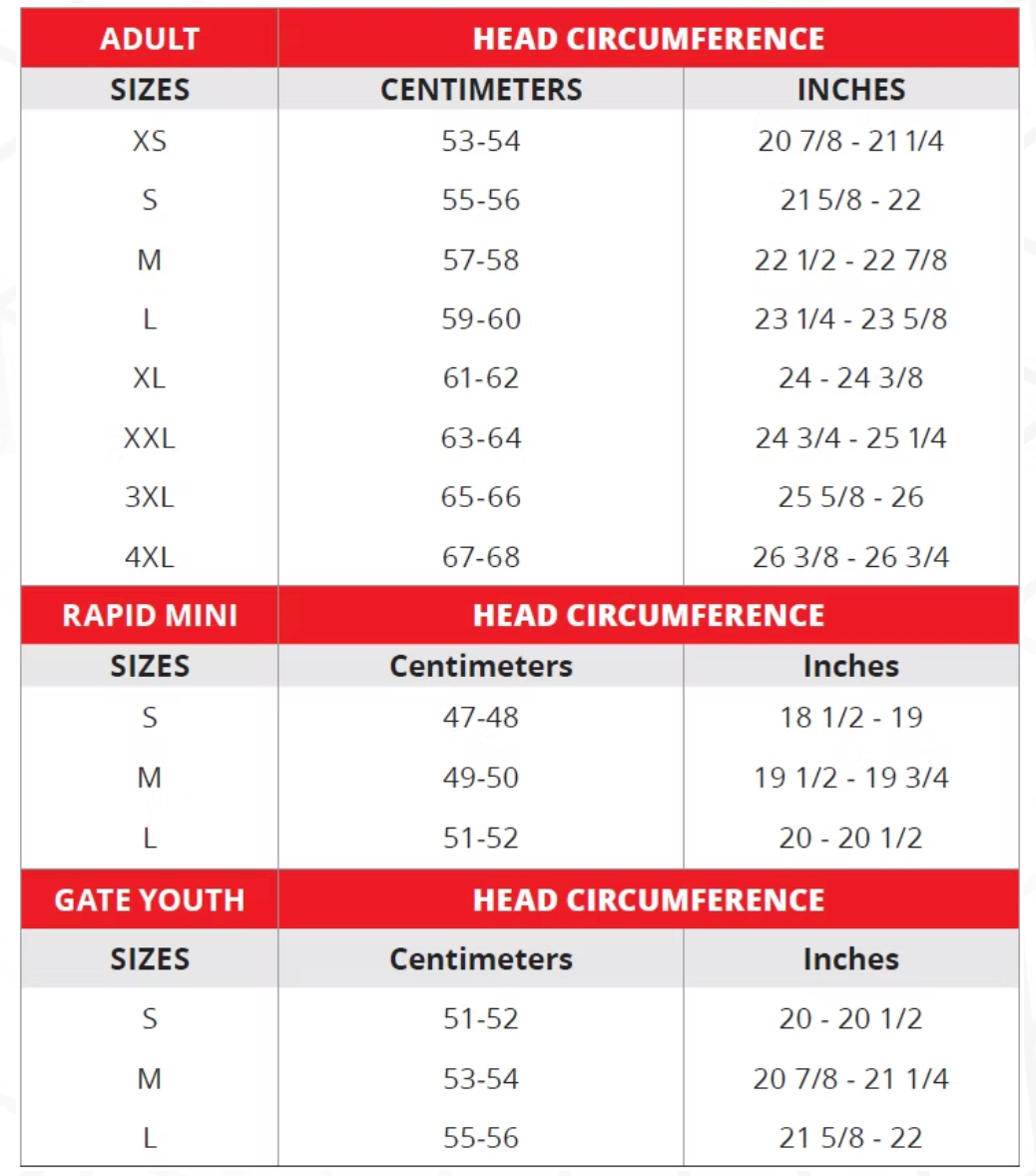 LS2 Helmet Size Chart