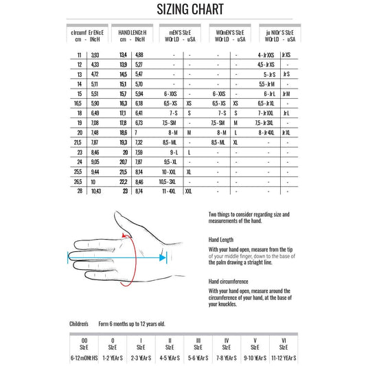 Level Gloves Mittens Size Chart