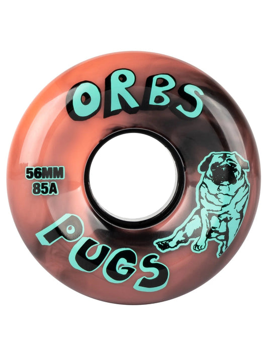 Orbs Pugs Coral/Black Swirl 56mm 85a Skateboard Wheels