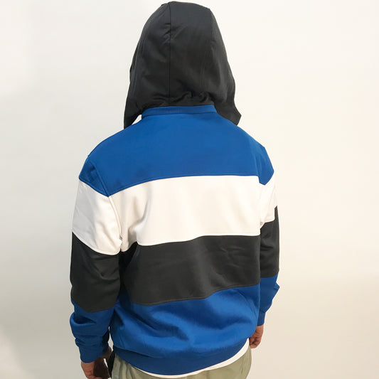 Peak Men's Shield Full Zip Knit Hooded Jacket Blue White