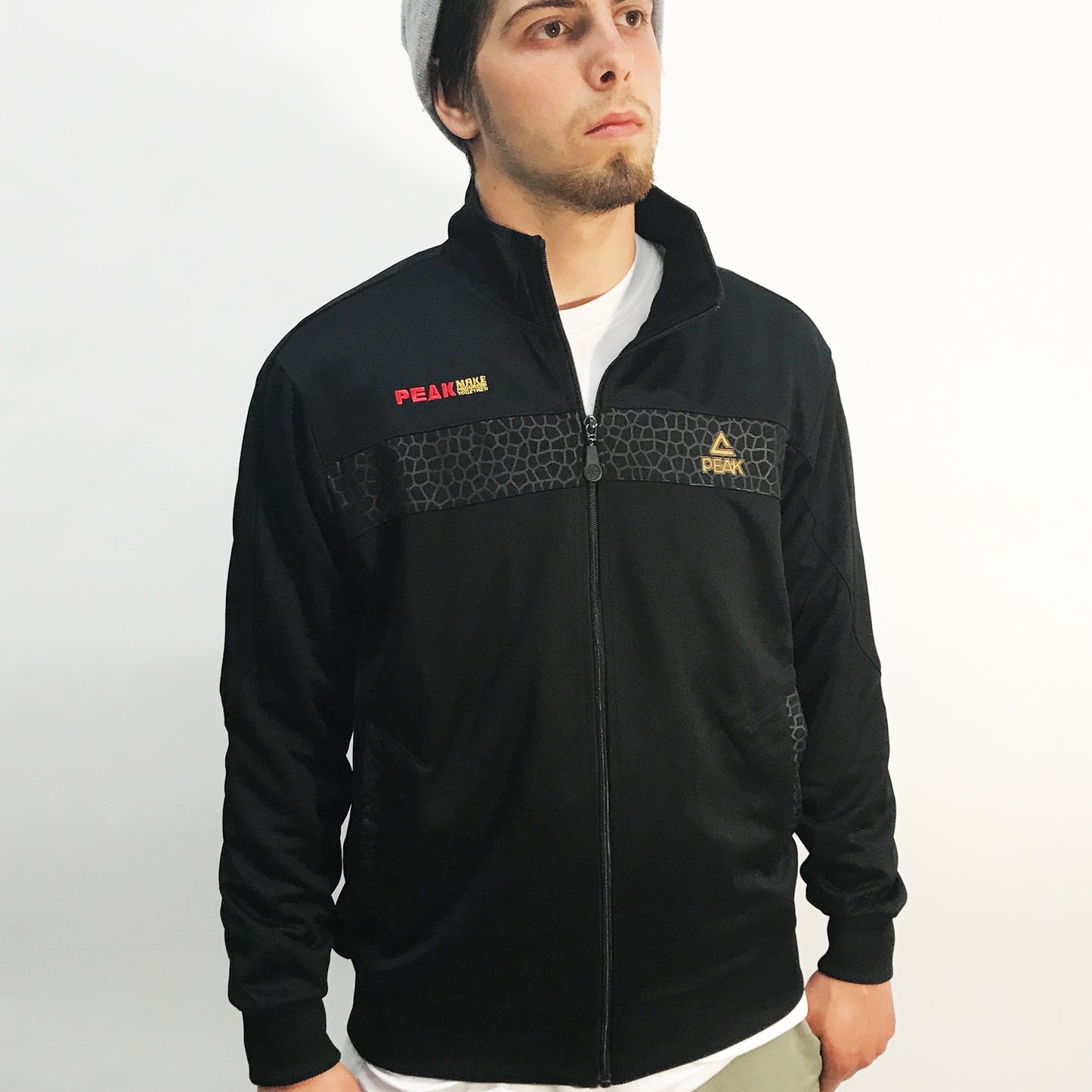 Peak Men's Full Zip Knitted Warmup Jacket Black