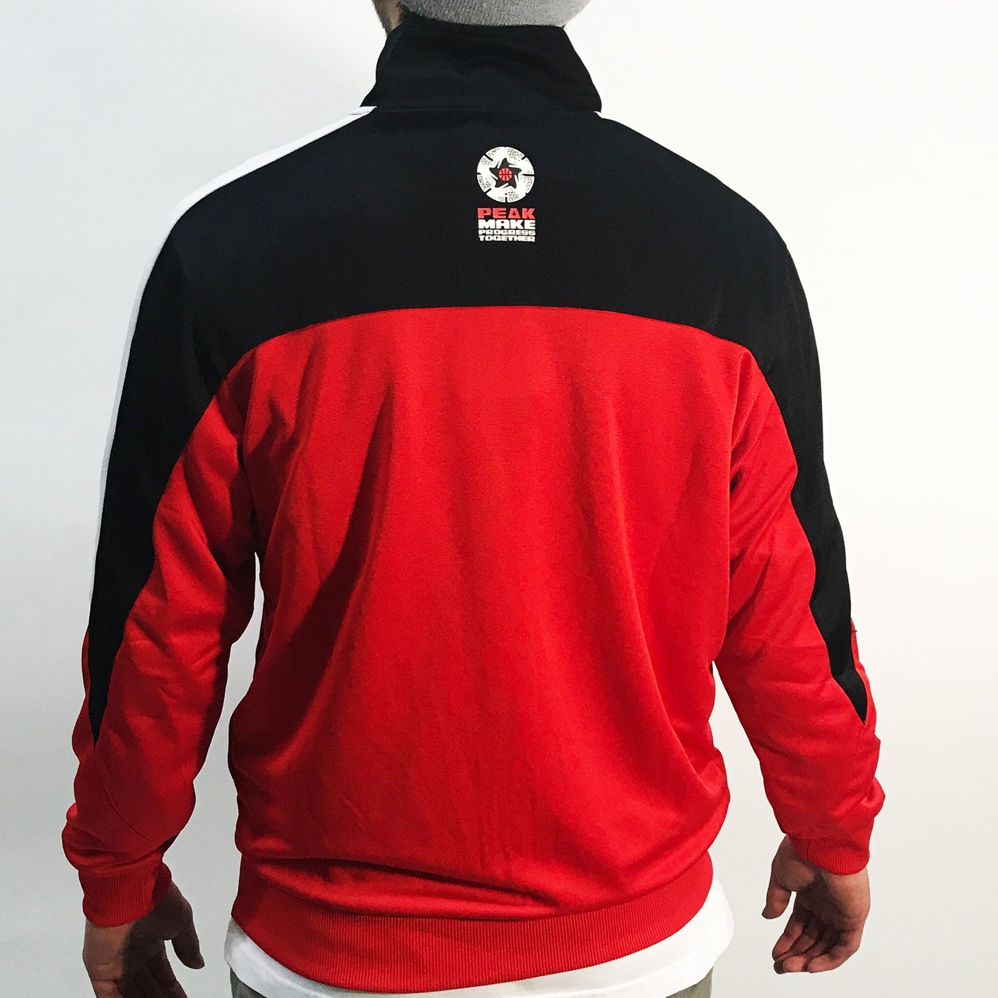 Peak Men's Full Zip Knitted Warmup Jacket Red