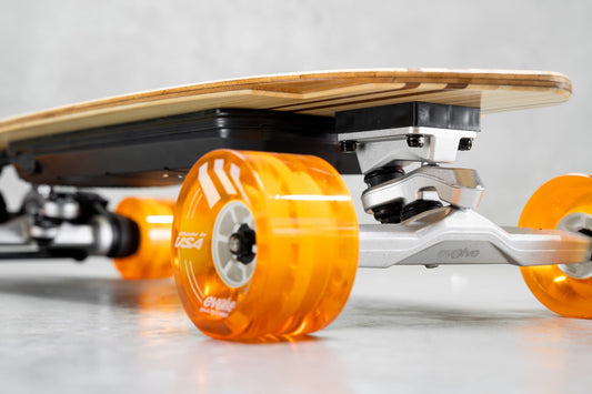 Evolve Skateboards Stoke X Bamboo Cruiser Electric Skateboard Orange Wheels