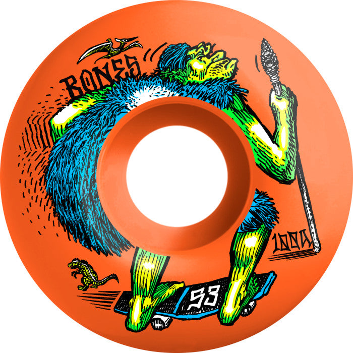 Bones 100's OG Formula 53mm 100a NEONderthal Orange V4 Wide Skate Wheels