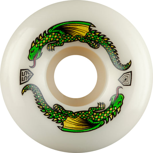 Powell Peralta 55mm x 35mm 93a Dragon Formula Skateboard Wheels, Off White