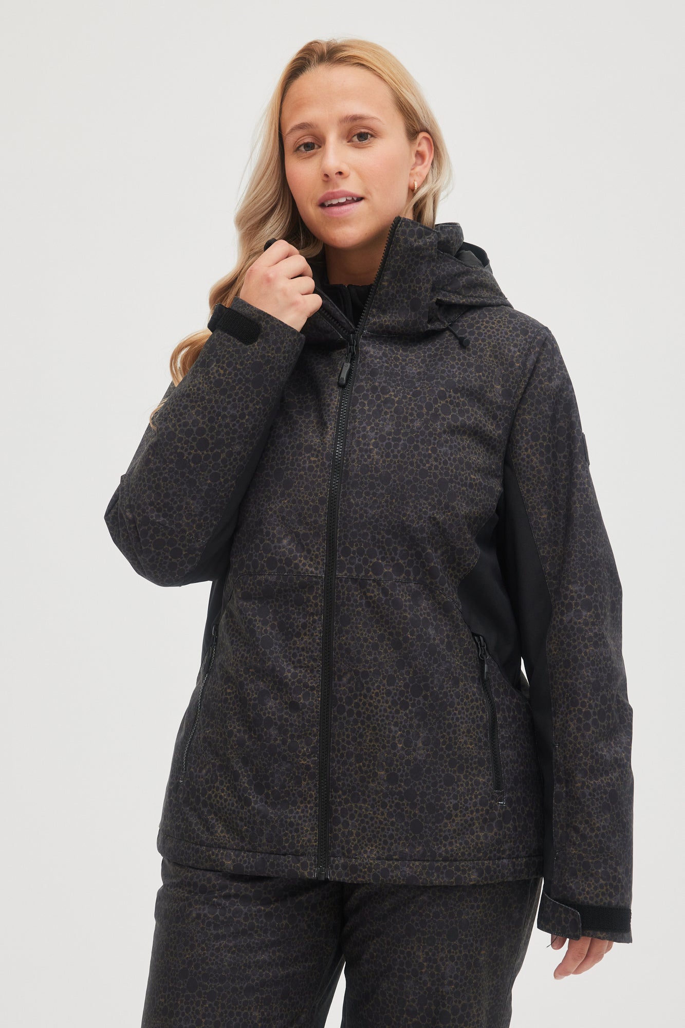 oneill womens ladies womans adelite 10k ski snowboard winter coat grey gray zoom in black front