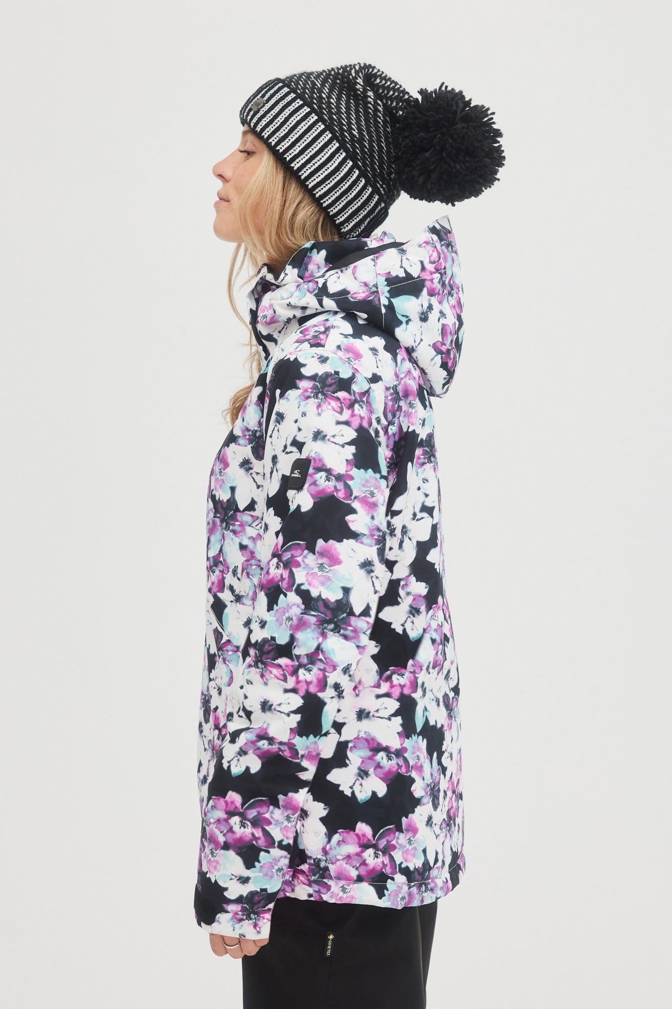 oneill womens ladies womans adelite 10k ski snowboard winter coat blue purple ice flower side