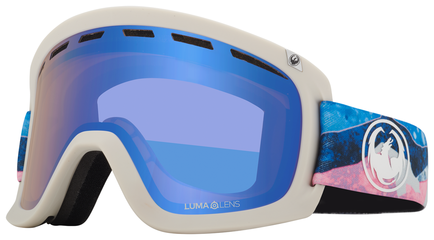 Dragon D1 OTG Over the Glasses Ski Snowboard Goggles Mountain Bliss Flash Blue Lens Profile
