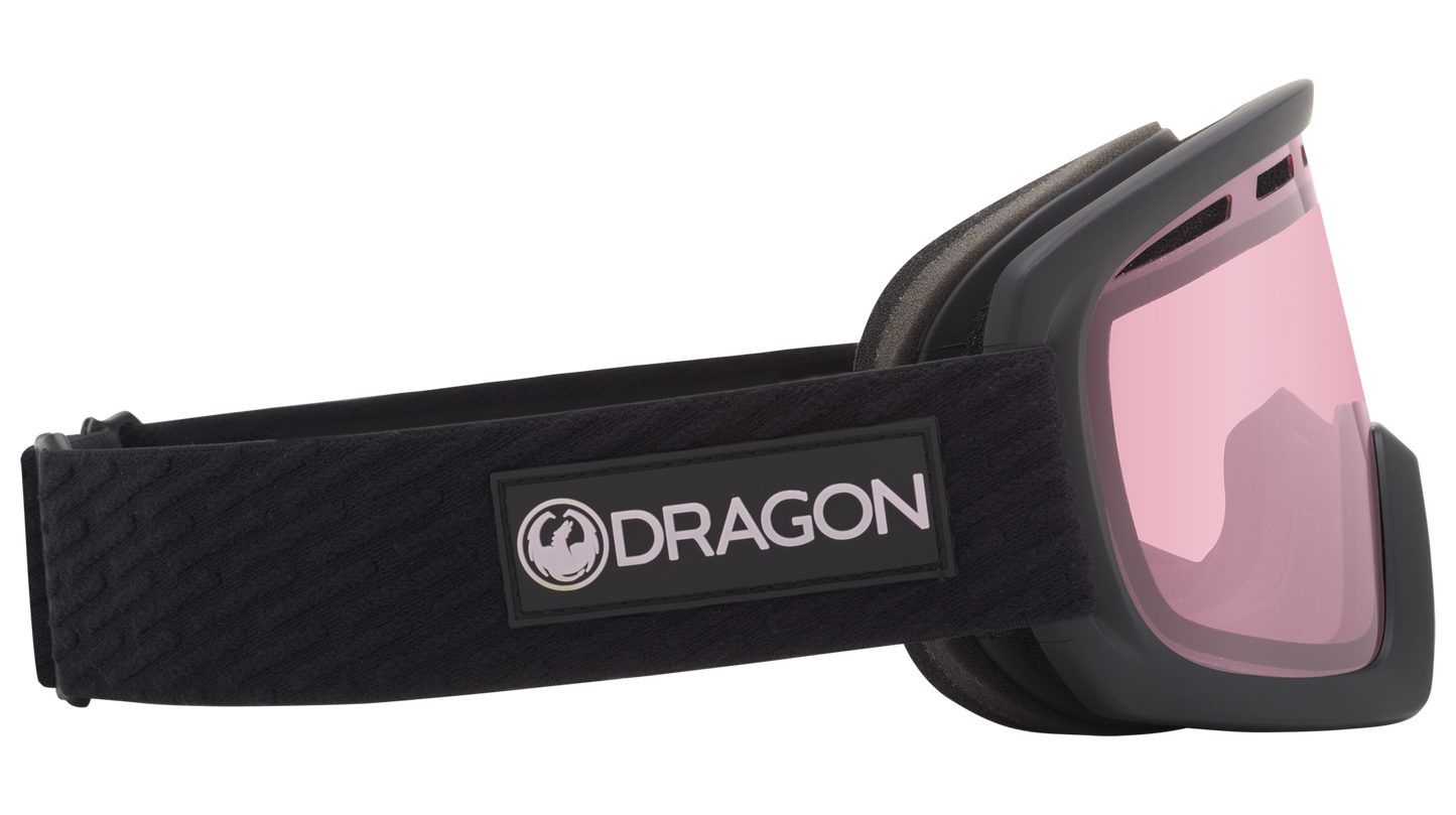 Dragon D1 OTG Over the Glasses Ski Snowboard Goggles Light Rose Light Rose Lens Band Side 2