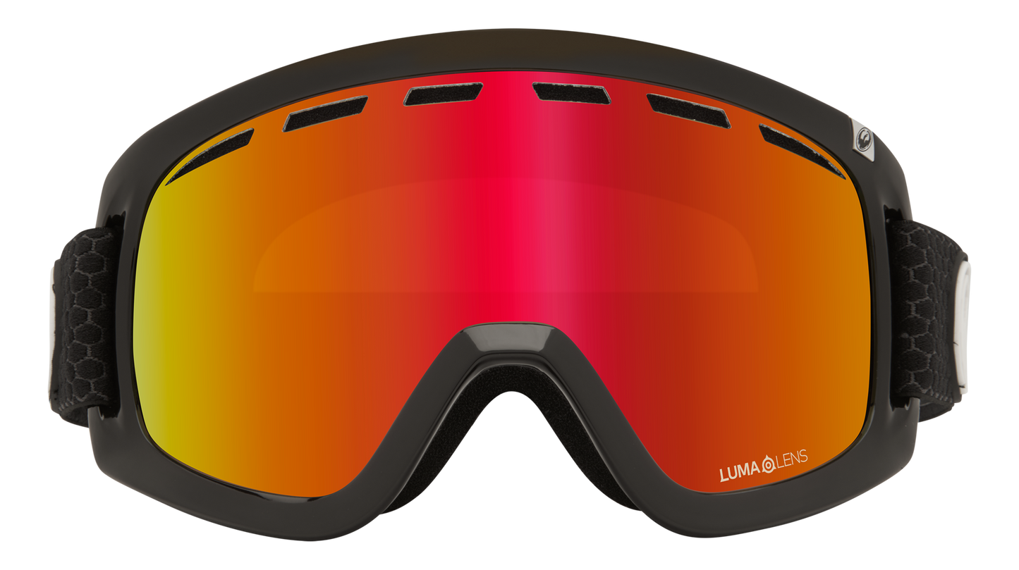 Dragon D1 OTG Over the Glasses Ski Snowboard Goggles Split Red Ion Mirror Lens Face