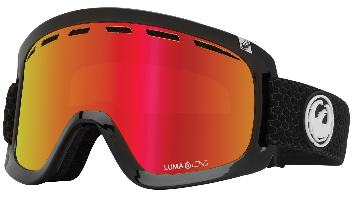 Dragon D1 OTG Over the Glasses Ski Snowboard Goggles Split Red Ion Mirror Lens Profile