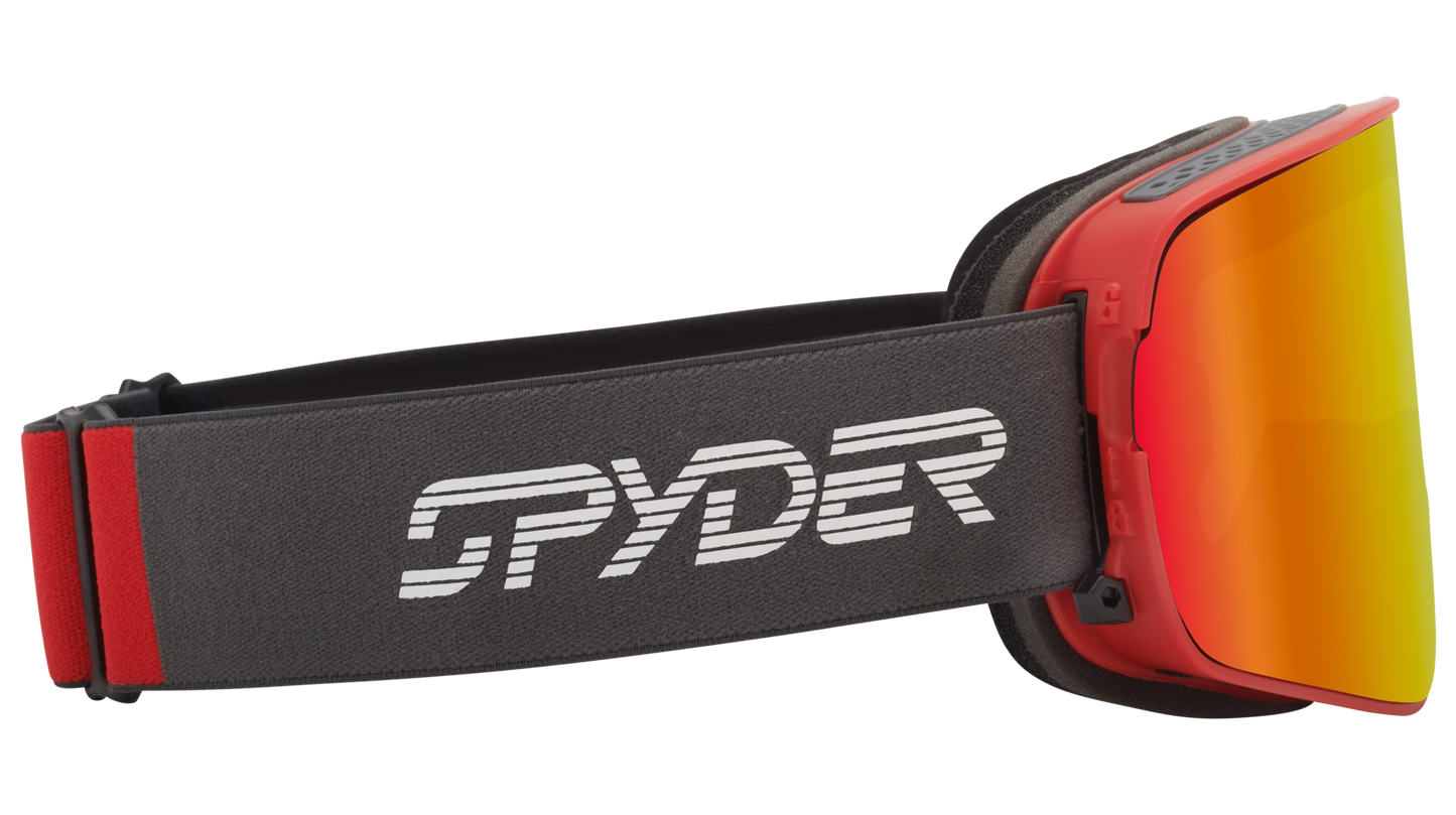 Dragon Alliance Spyder Collaboration NFX2 Flat Lens Quick Change Frameless Ski Snowboard Goggles Volcano Red Red Ion Mirror Lens Band Side 2