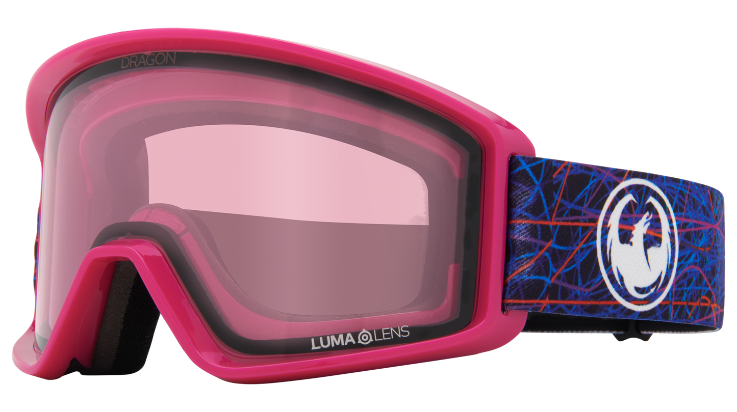 Dragon Alliance DXT OTG Small Fit Youth Flat Lens Ski Snowboard Goggles Scribble Blue Red Purple Pink Light Rose Lens Profile