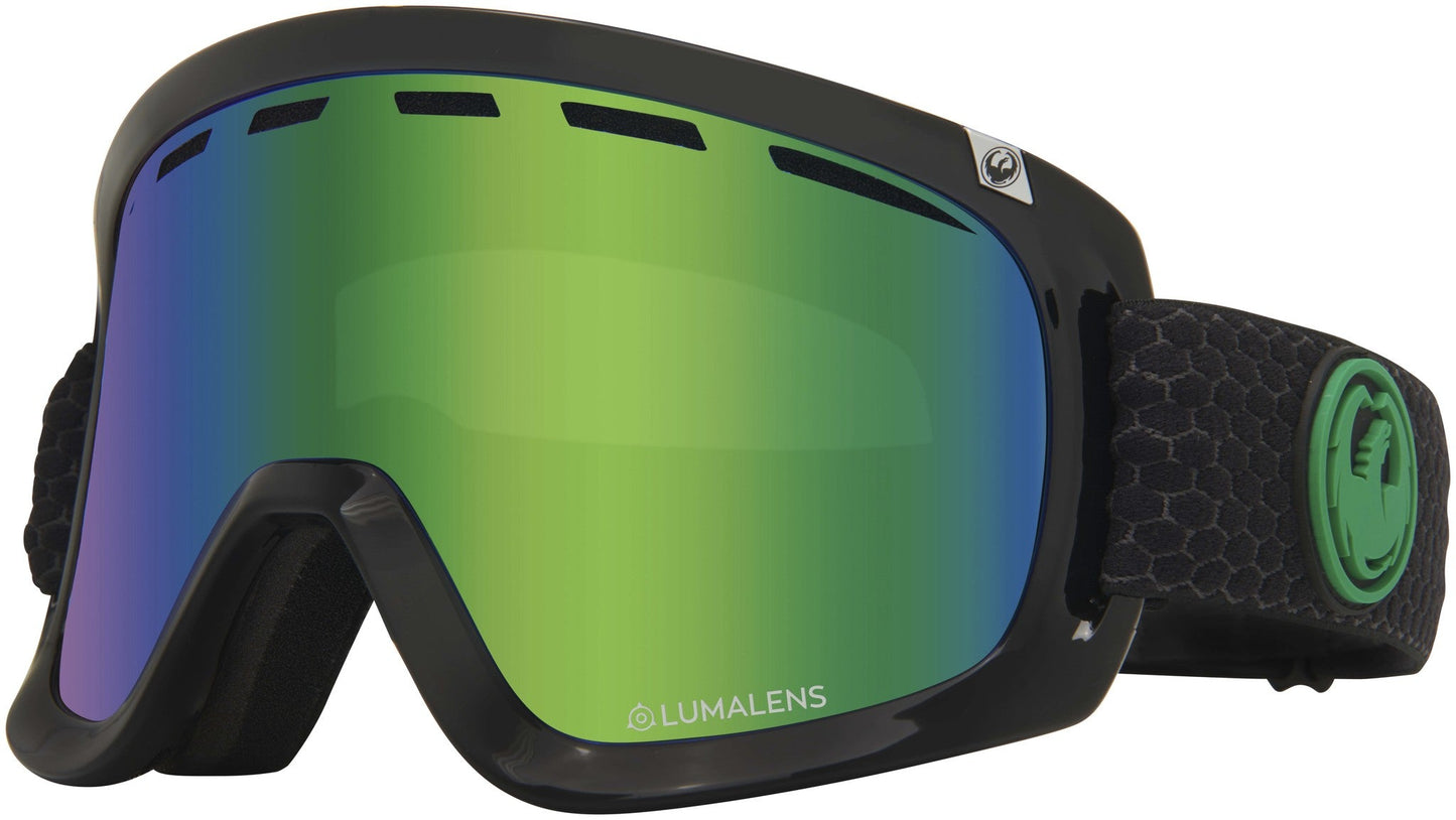Dragon D1 OTG Over the Glasses Ski Snowboard Goggles Split Green Ion Mirror Lens Profile