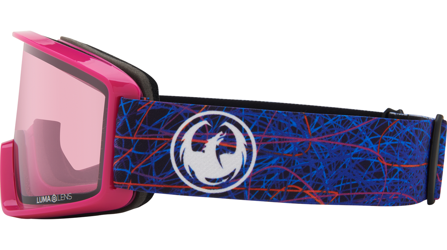Dragon Alliance DXT OTG Small Fit Youth Flat Lens Ski Snowboard Goggles Scribble Blue Red Purple Pink Light Rose Lens Band