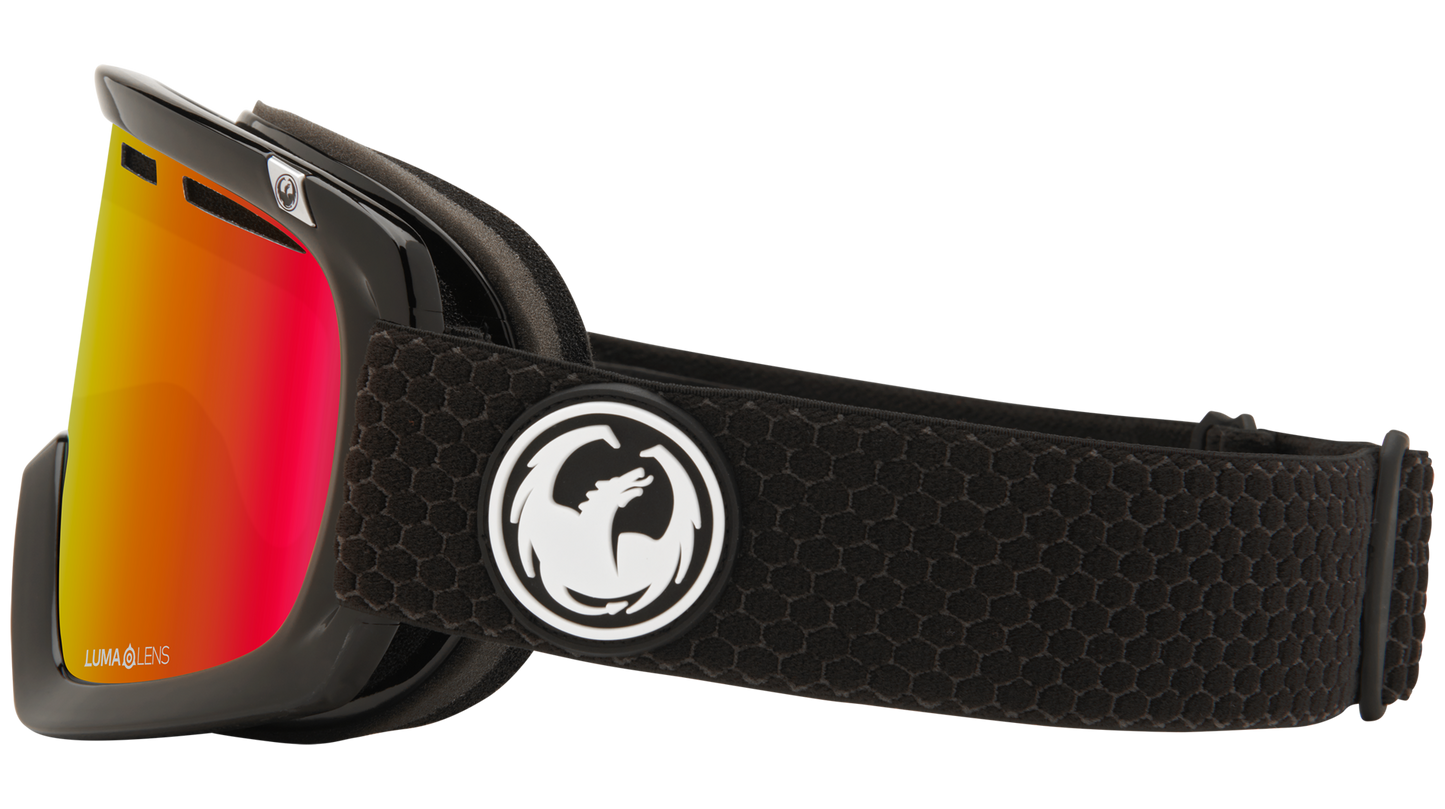 Dragon D1 OTG Over the Glasses Ski Snowboard Goggles Split Red Ion Mirror Lens Band