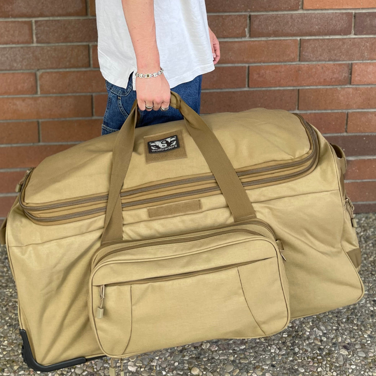 Wolftraders AlphaRoller Wheeled Deployment Luggage Bag Coyote Tan Brown Carry Handle