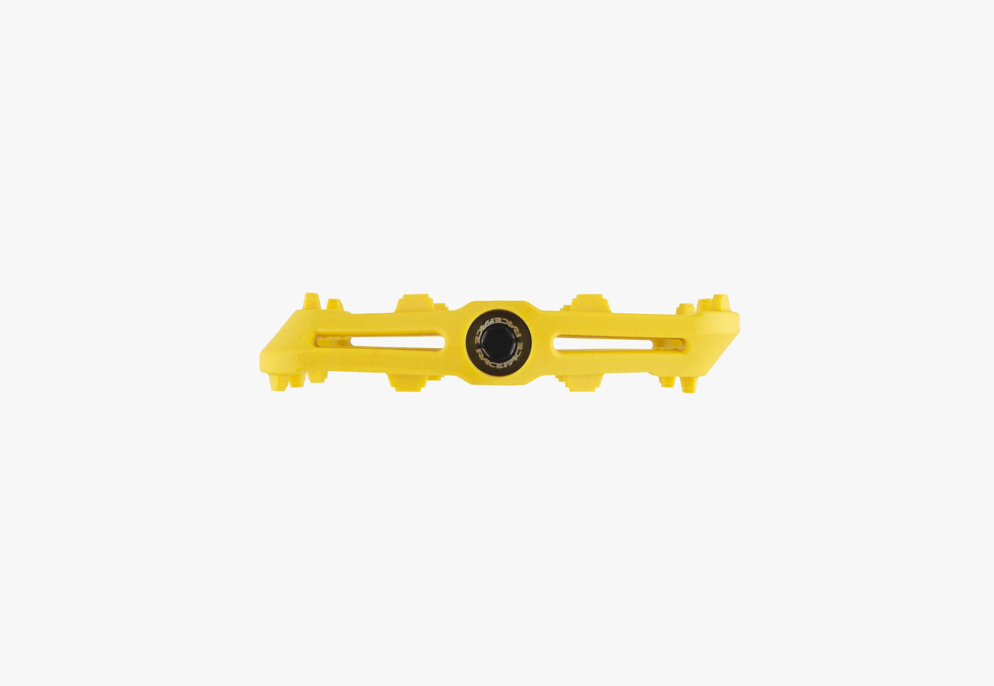 Raceface Ride Platform Pedals Yellow Composite 9/16" Head On View