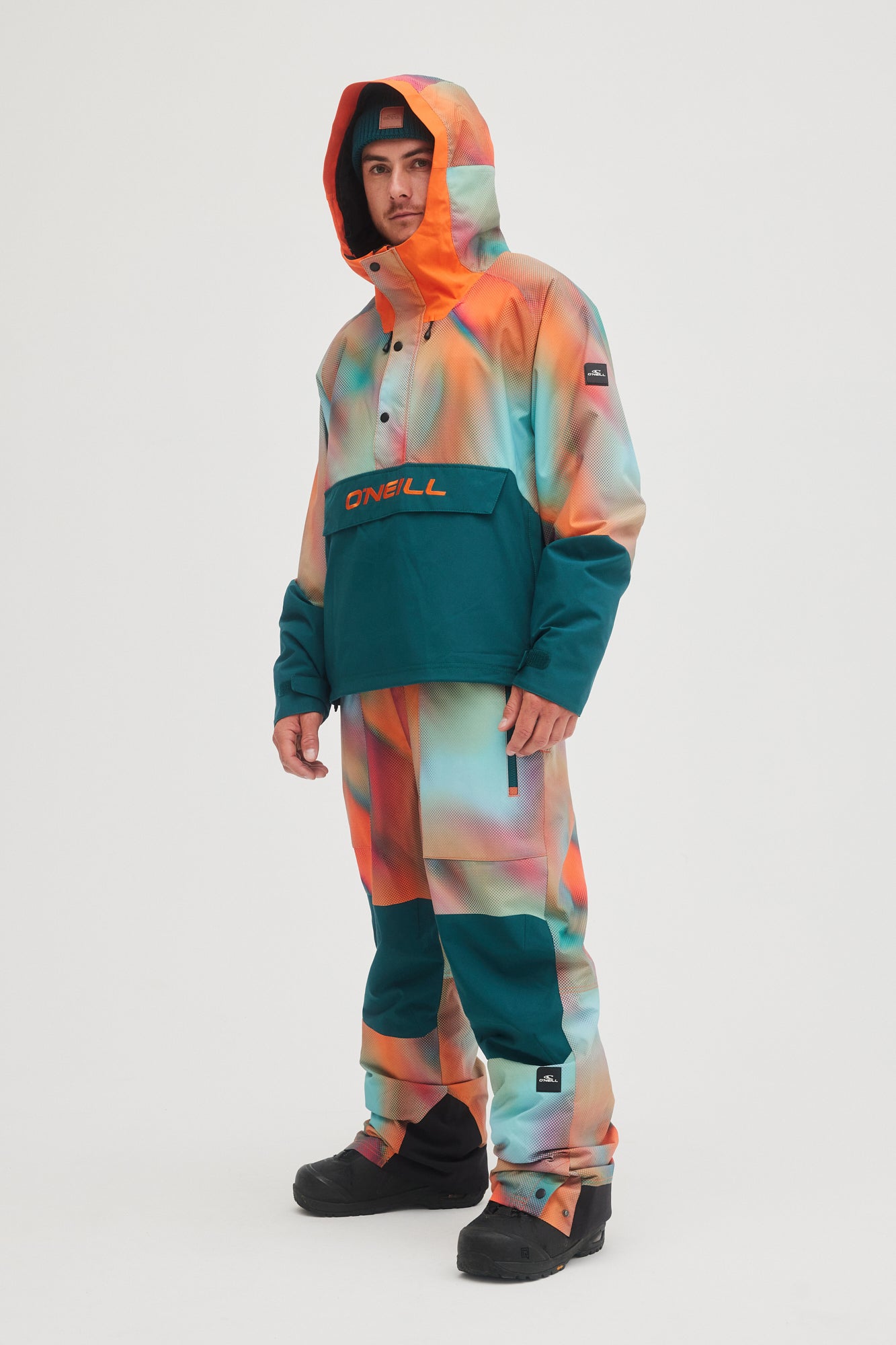 oneill mens guys mans shred bib 20k waterproof ski snowboard pants dark blue fade halftone tie dye side