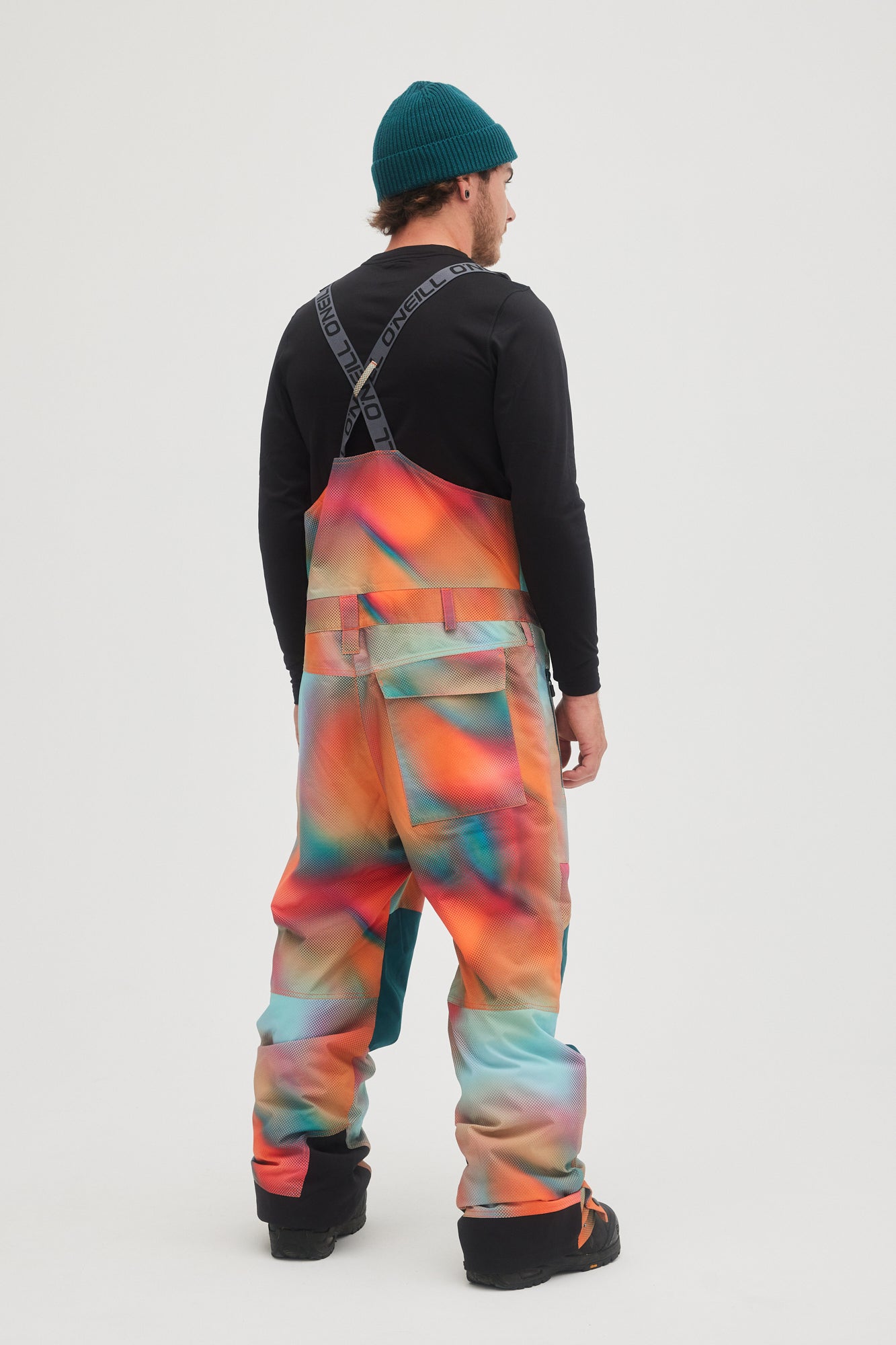 oneill mens guys mans shred bib 20k waterproof ski snowboard pants dark blue fade halftone tie dye back