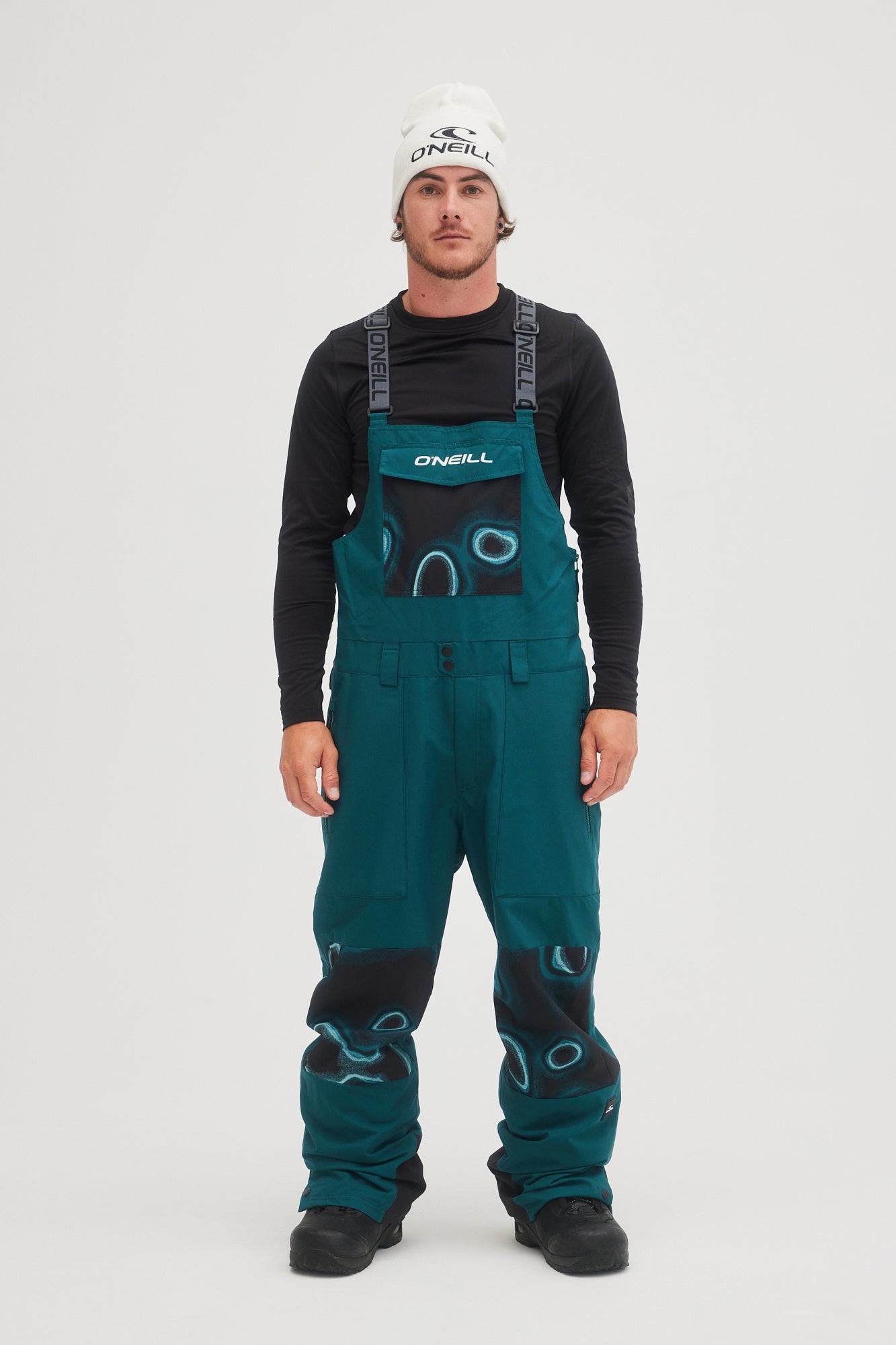 oneill mens guys mans shred bib 20k waterproof ski snowboard pants deep teal front