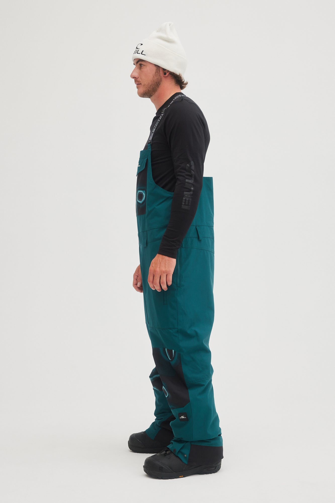 oneill mens guys mans shred bib 20k waterproof ski snowboard pants deep teal side