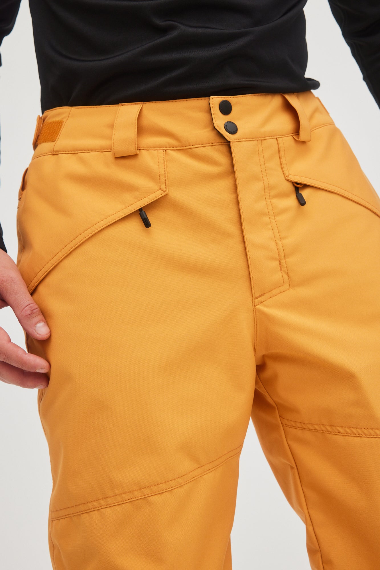 oneill mens mans guys hammer insulated pant 10k waterproof ski snowboard winter pants nugget gold yellow pockets close up