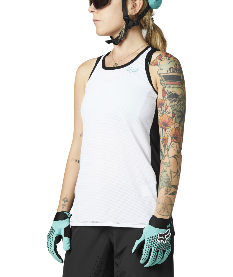 Fox Racing Womens Flexair Tank MTB Mountain Bike Jersey White Front Left